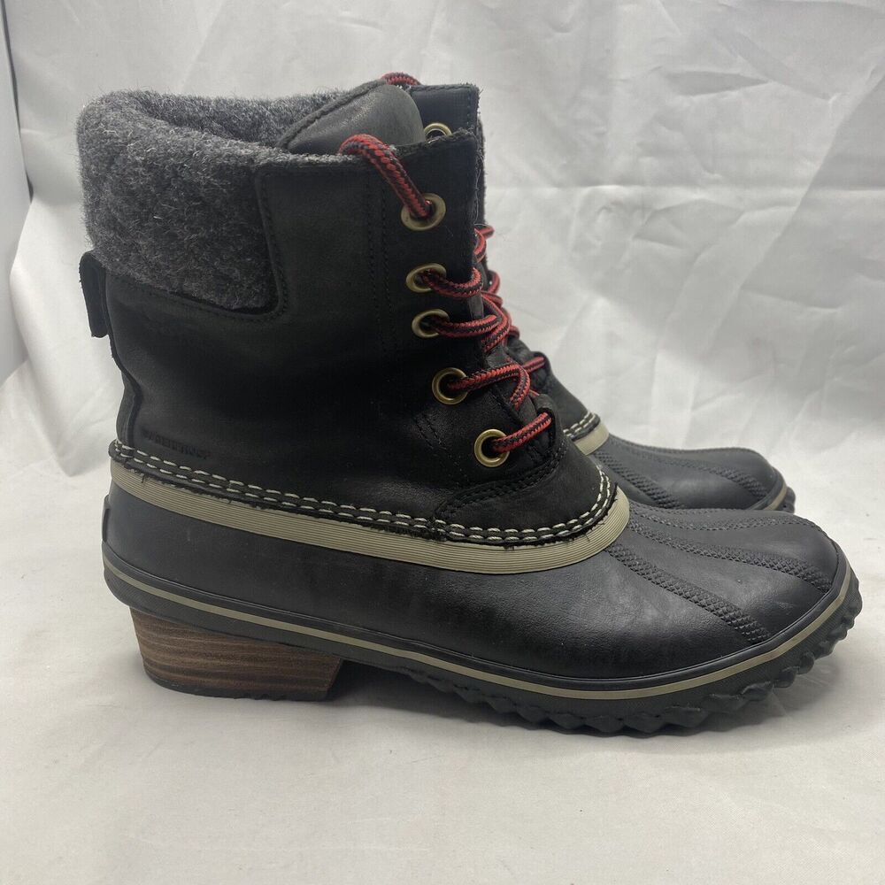 Sorel Womens Slimpack Lace II Insulated Snow Winter Boots Black NL2348-010 Sz 10 - Picture 1 of 12